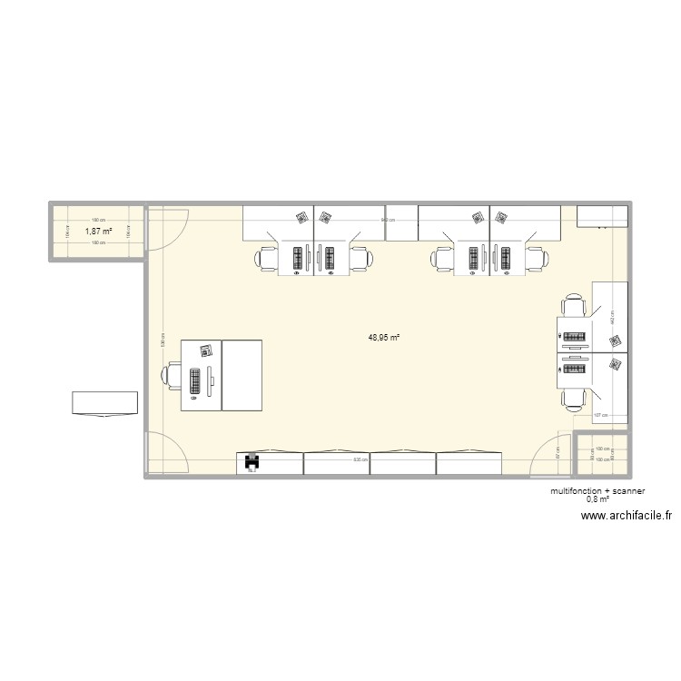 plan. Plan de 3 pièces et 52 m2