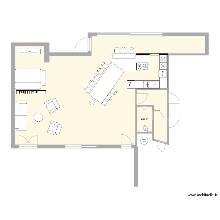 SEJOUR EXECUTION. Plan de 3 pièces et 90 m2