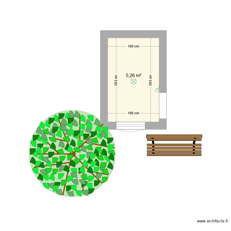 MAISON. Plan de 1 pièce et 5 m2