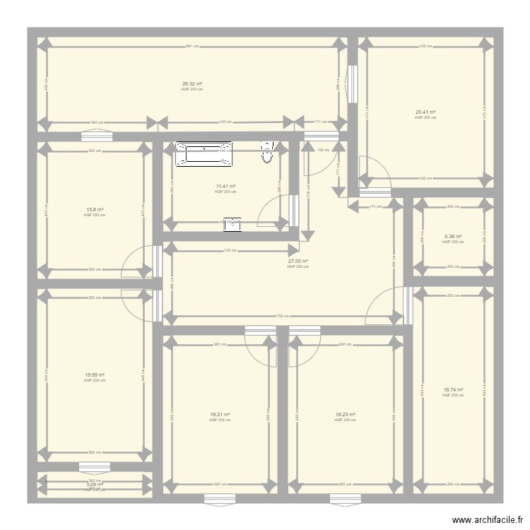 P-hmd-2024. Plan de 11 pièces et 187 m2