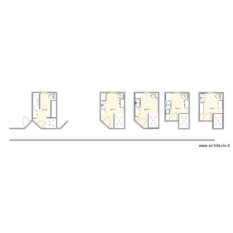 Salle de bain parents. Plan de 5 pièces et 39 m2