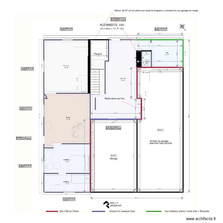 ML25002272 rdc. Plan de 2 pièces et 97 m2