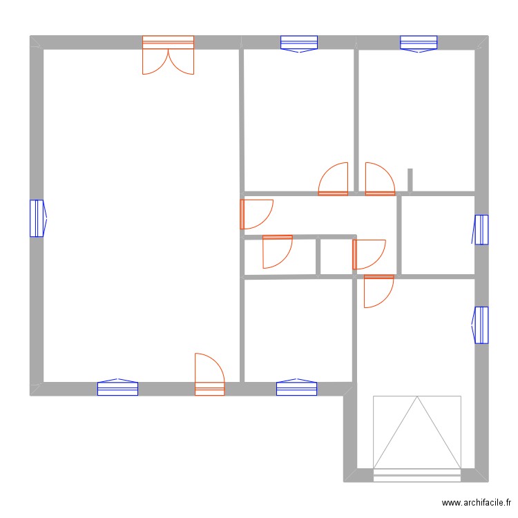 Domicile. Plan de 9 pièces et 84 m2