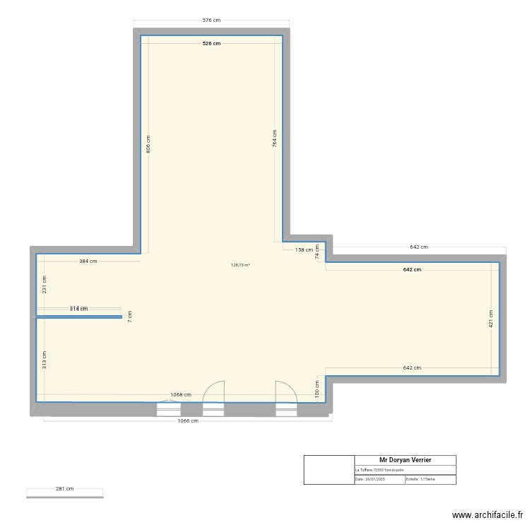 plan a construire. Plan de 1 pièce et 129 m2