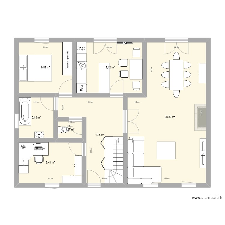 maison. Plan de 7 pièces et 88 m2