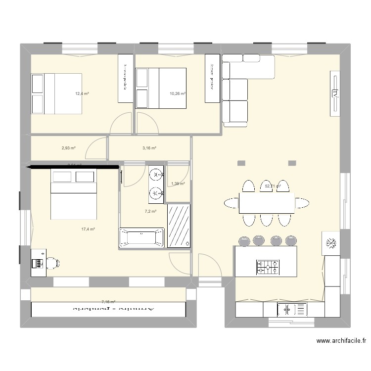 La fondue 1. Plan de 10 pièces et 115 m2