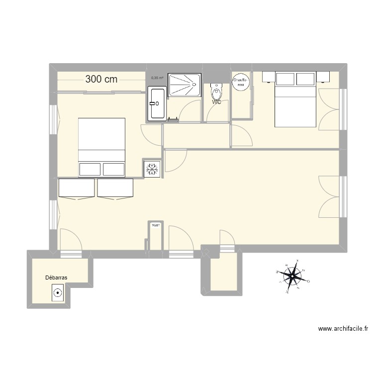 JULES Projet 3. Plan de 15 pièces et 58 m2