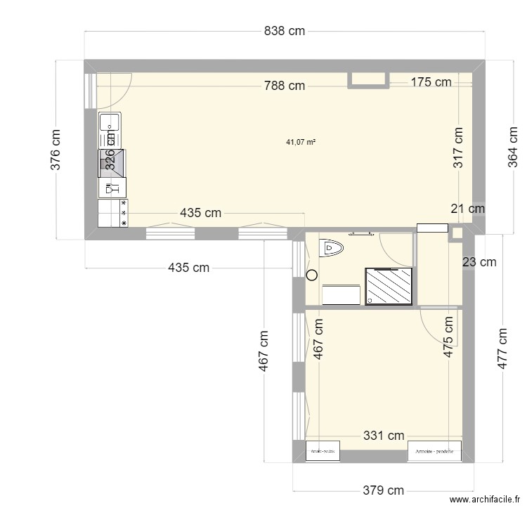 REL 2 pièces Paris 11 2 ème ét. projet. Plan de 1 pièce et 41 m2