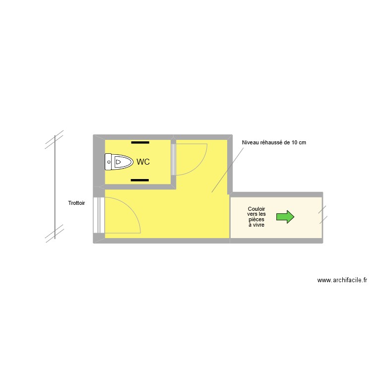 CHAMPOMIER entrée aménagement. Plan de 3 pièces et 8 m2