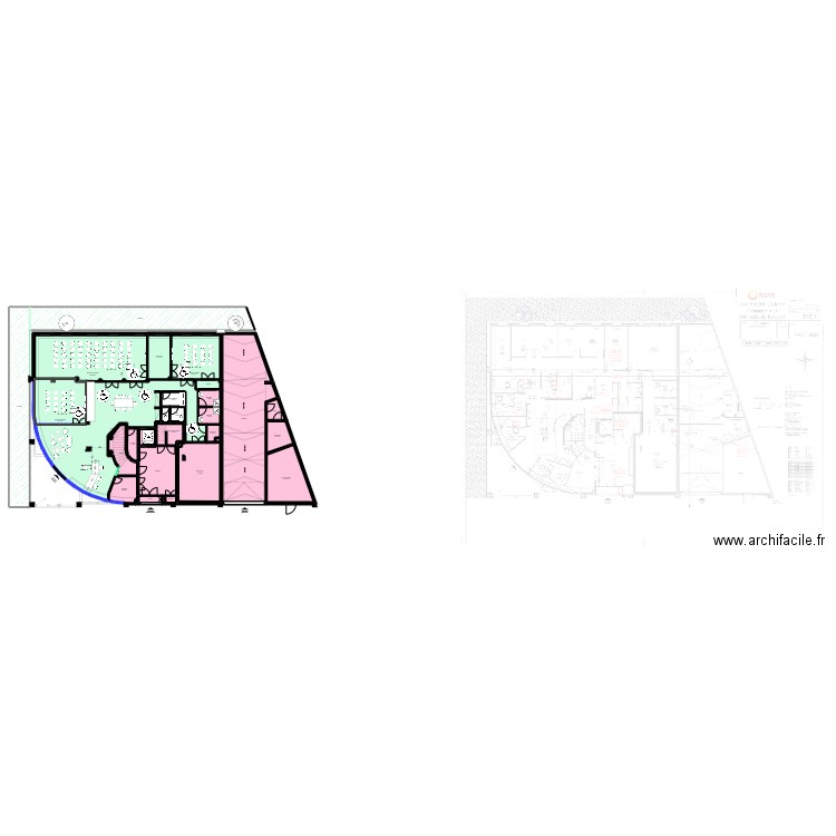 Lyon Domer RDC - projet ERP. Plan de 37 pièces et 622 m2