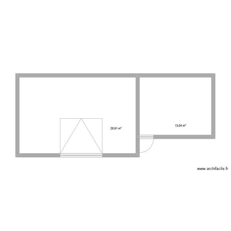 Garage avec Abris. Plan de 2 pièces et 42 m2