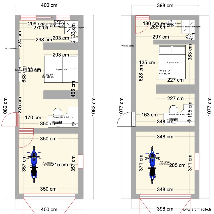 garage. Plan de 4 pièces et 68 m2