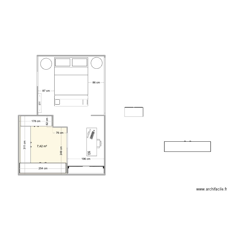 VDA CHAMBRE MASTER 7. Plan de 1 pièce et 7 m2