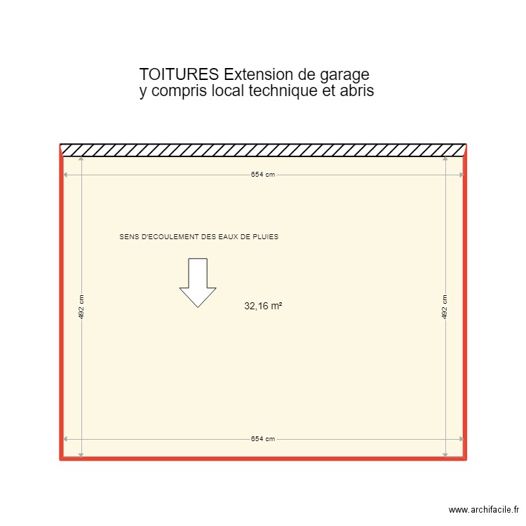 Toitures extension de garage. Plan de 1 pièce et 32 m2