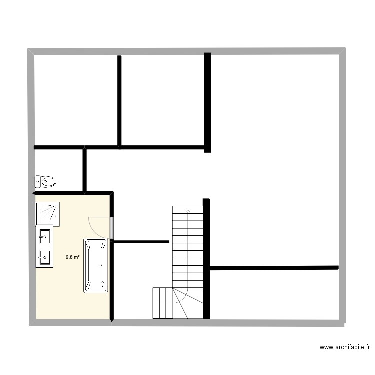 crosne Premier etage. Plan de 1 pièce et 10 m2