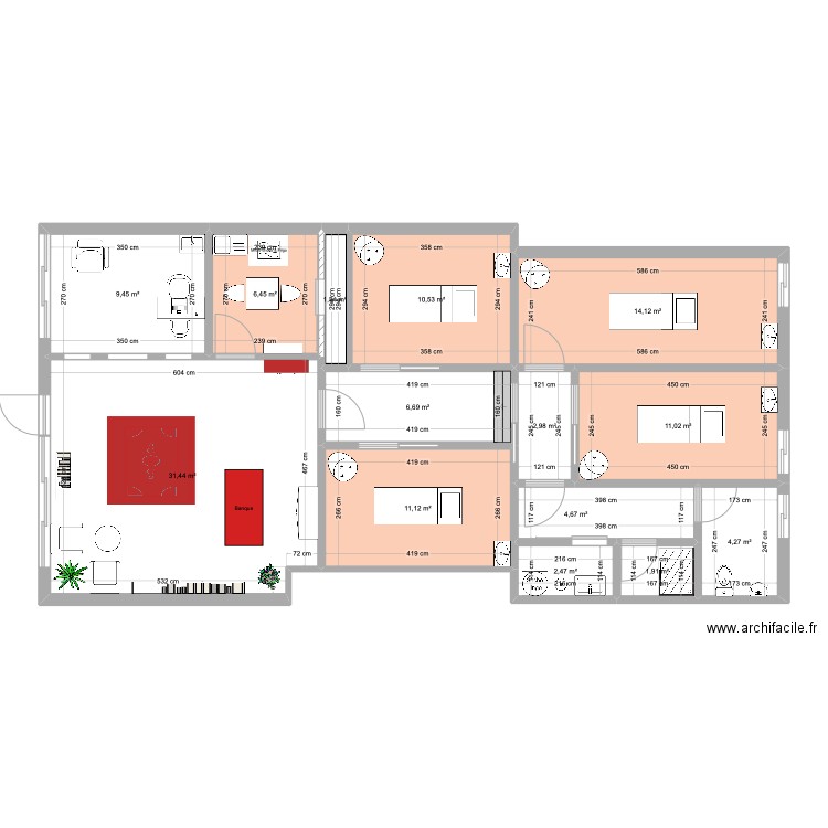 7460 FEDERAL PLAN rénovation nouveau. Plan de 14 pièces et 118 m2