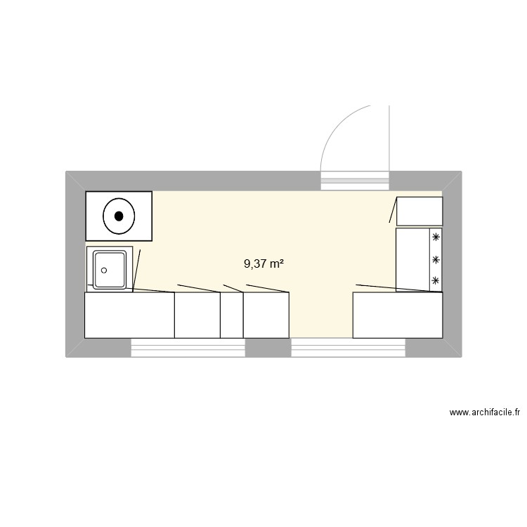 Pantry. Plan de 1 pièce et 9 m2