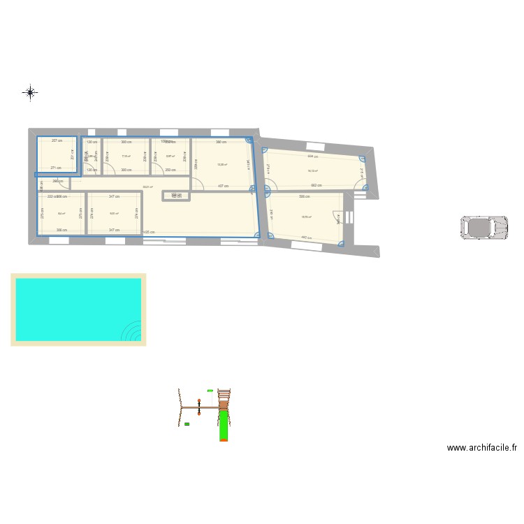 maison. Plan de 10 pièces et 168 m2