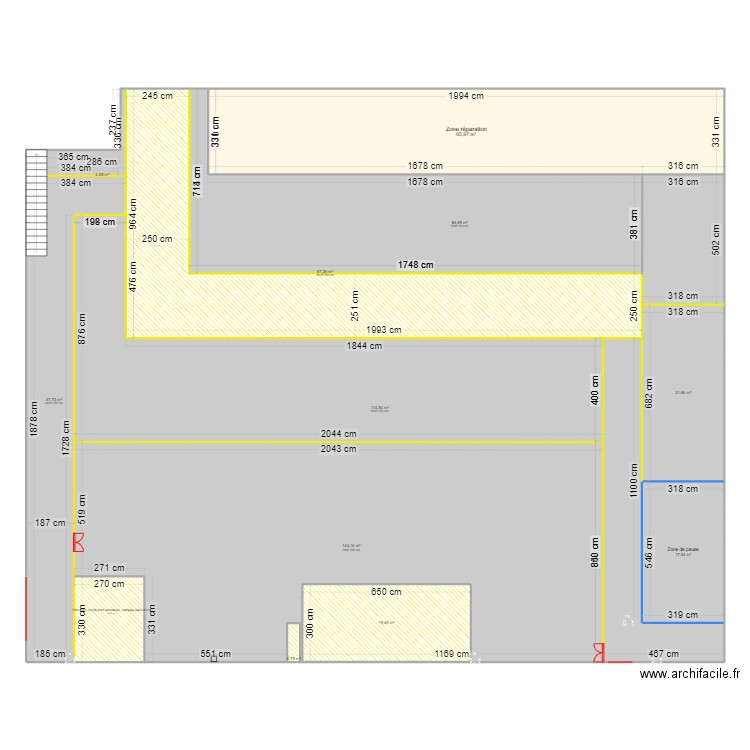 Plan zone marquage permanent. Plan de 12 pièces et 607 m2