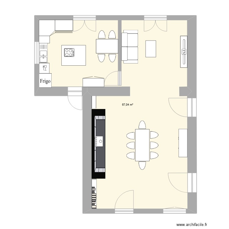 Dremil2. Plan de 1 pièce et 67 m2