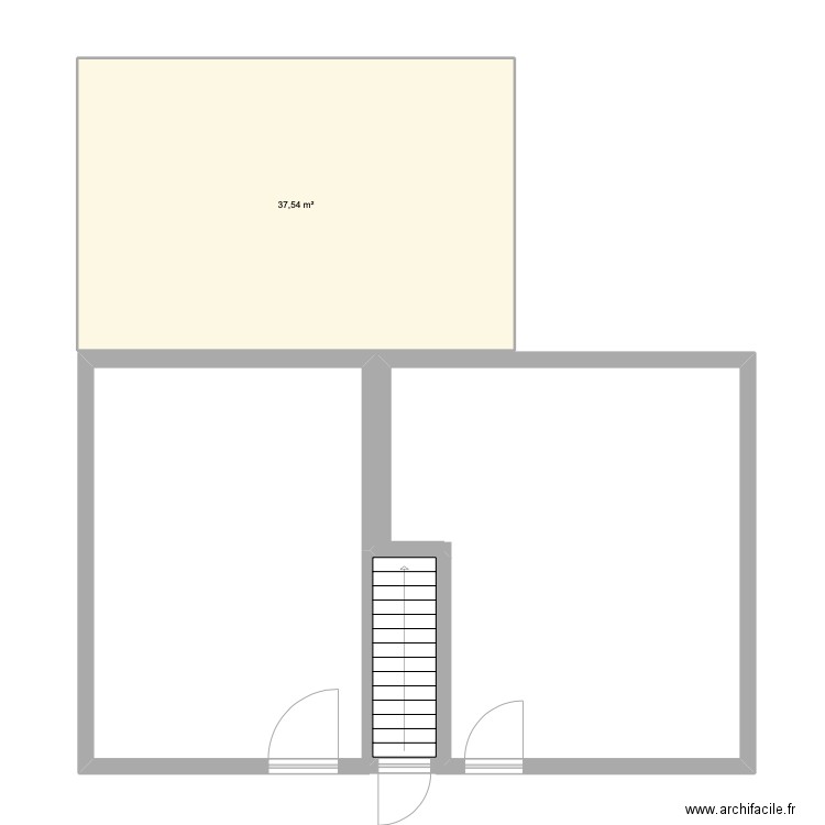 Rez de Chaussée. Plan de 1 pièce et 38 m2