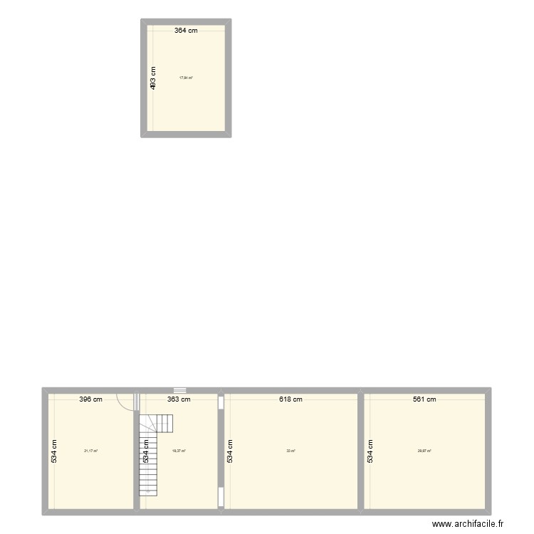 ETAGE. Plan de 5 pièces et 121 m2