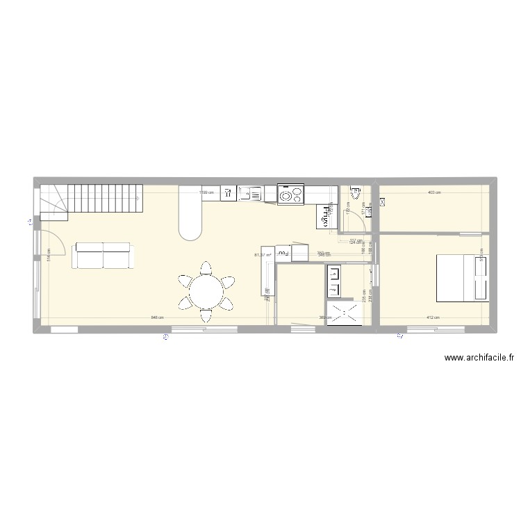 Villa 2 Extérieur RDC. Plan de 1 pièce et 81 m2