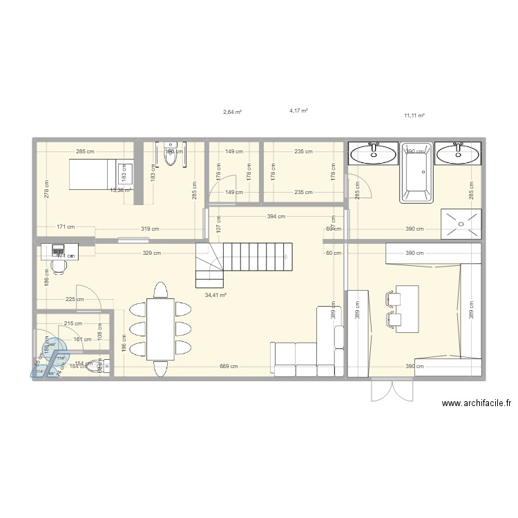 MP1. Plan de 8 pièces et 85 m2