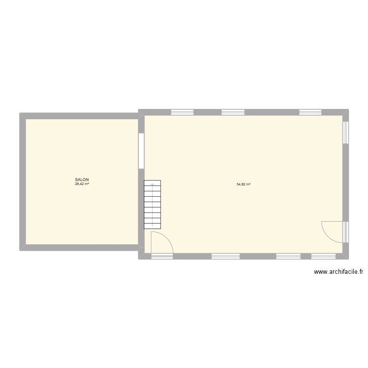 Huccorgne - RDC. Plan de 2 pièces et 83 m2