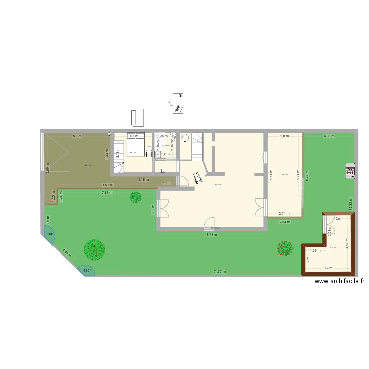 maison modif. Plan de 7 pièces et 270 m2