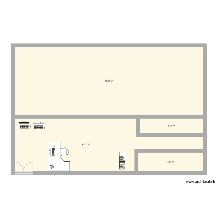 Biblio CCML avant 2.0. Plan de 4 pièces et 130 m2