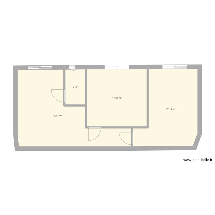 etage . Plan de 4 pièces et 57 m2