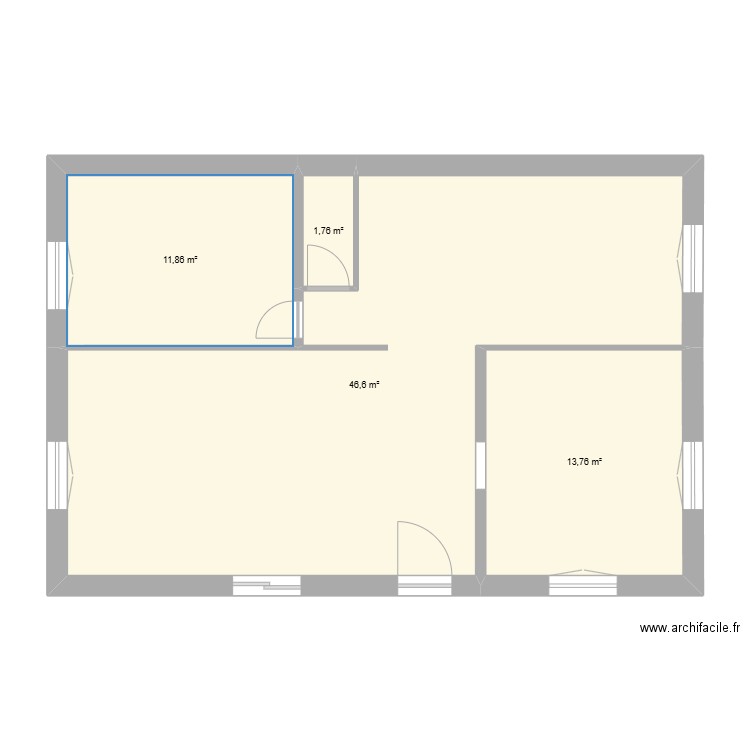 Maison. Plan de 4 pièces et 74 m2