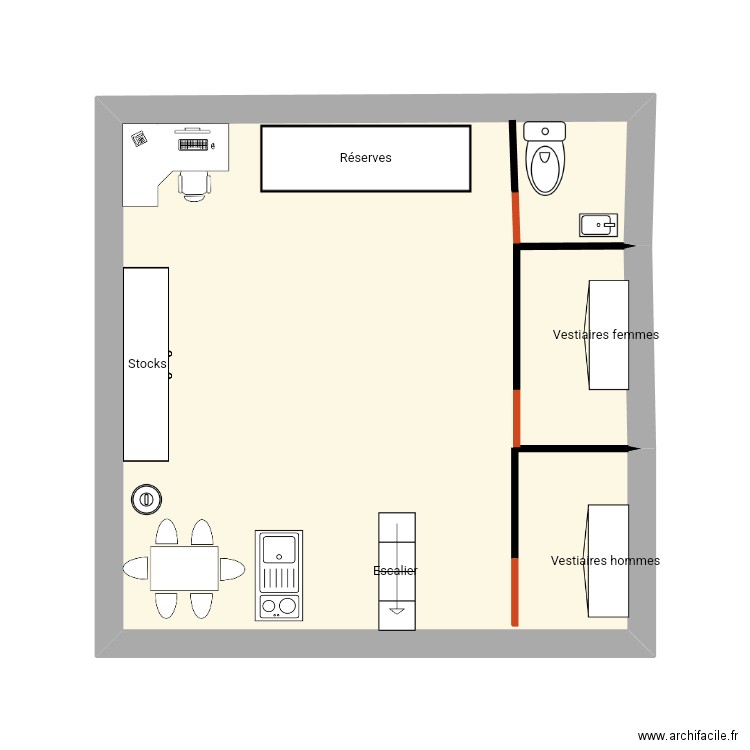 Etage. Plan de 1 pièce et 22 m2