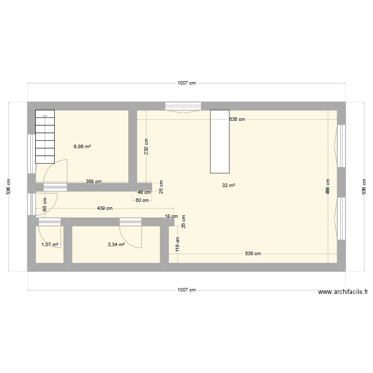 Paris. Plan de 4 pièces et 43 m2