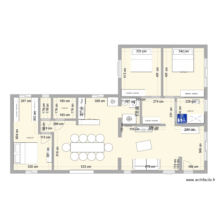 maison jordan et manon 70 m2. Plan de 6 pièces et 118 m2