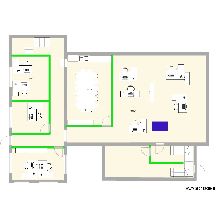 225 Seigneuriale agrandissement SS 17 x 50. Plan de 5 pièces et 201 m2