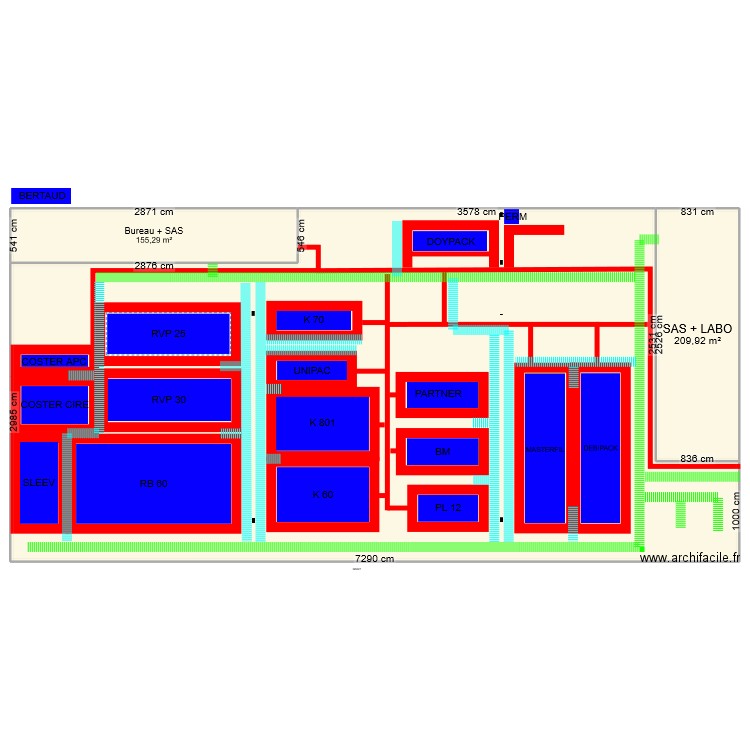 Plan 2. Plan de 3 pièces et -1724 m2