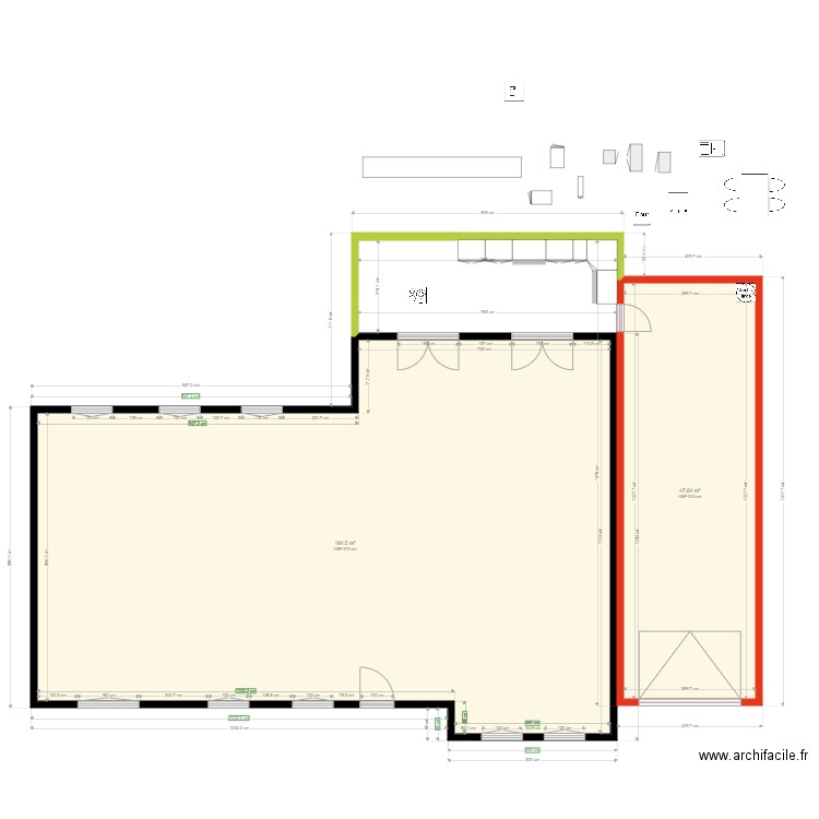 projet garageiid. Plan de 2 pièces et 212 m2