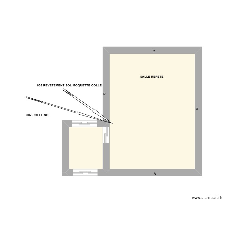 SALLE REPETE. Plan de 2 pièces et 17 m2