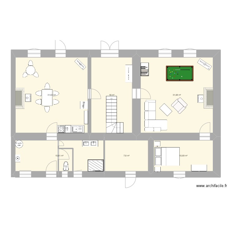 les ronzards. Plan de 6 pièces et 115 m2