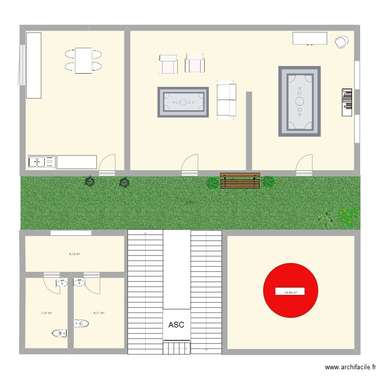 plan media. Plan de 5 pièces et 167 m2