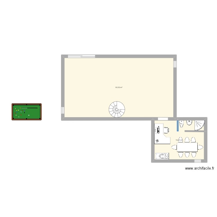 DZ AU MARCHER. Plan de 2 pièces et 65 m2