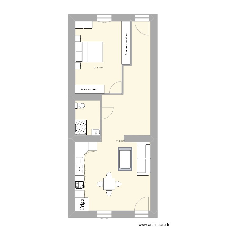 projet1. Plan de 2 pièces et 63 m2