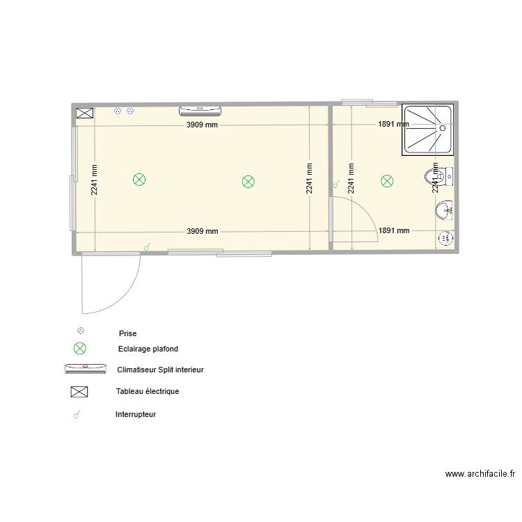 syvadec. Plan de 2 pièces et 13 m2