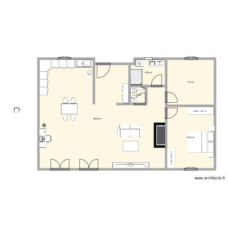 projet retraite 1. Plan de 5 pièces et 105 m2