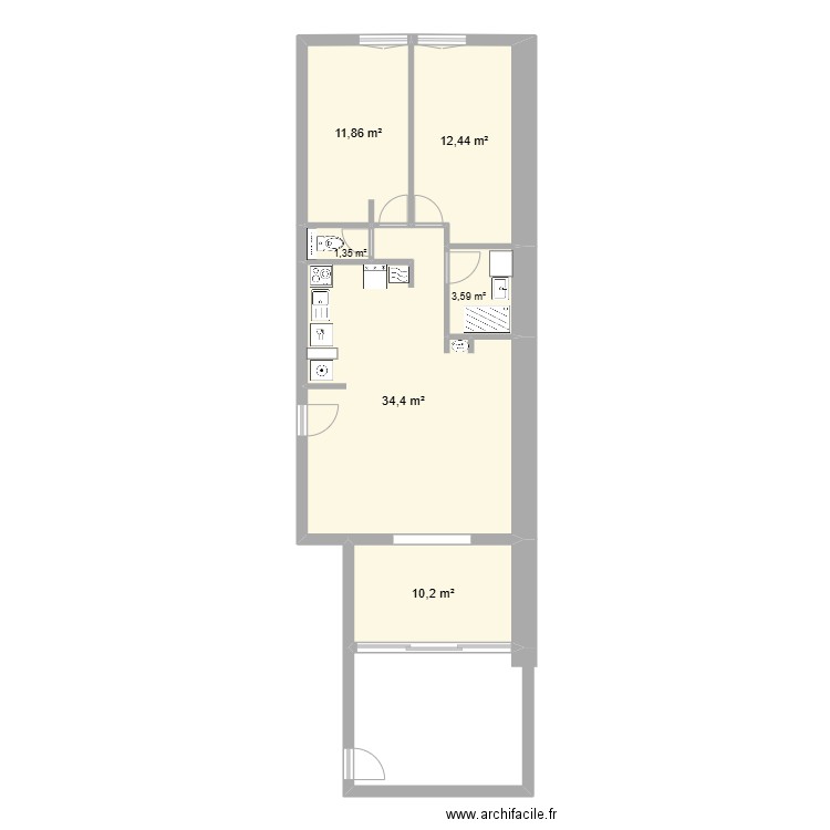 palavas. Plan de 6 pièces et 74 m2