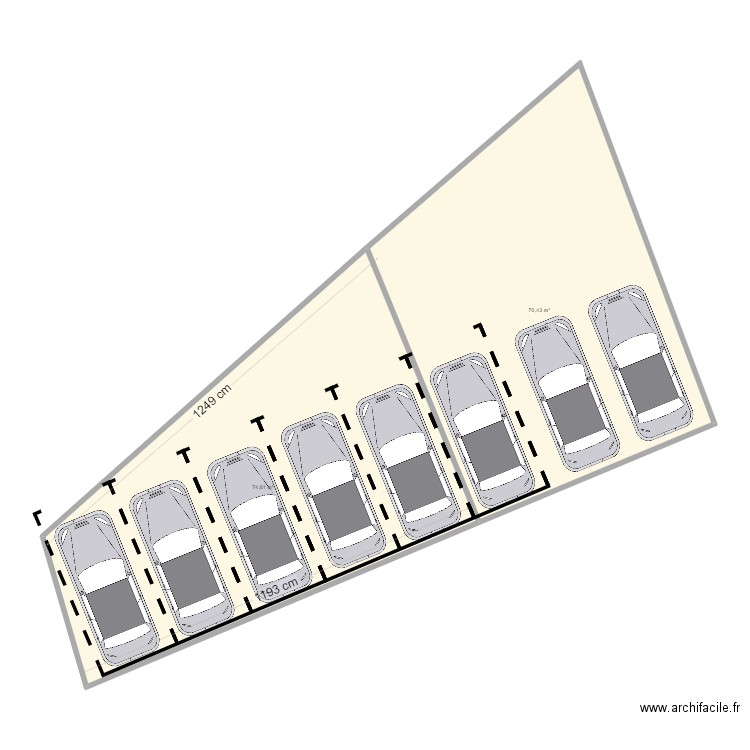 Parking Jean MOULIN. Plan de 2 pièces et 145 m2