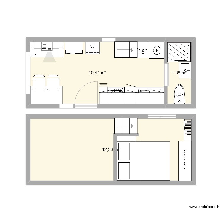 tiny house 1. Plan de 3 pièces et 25 m2