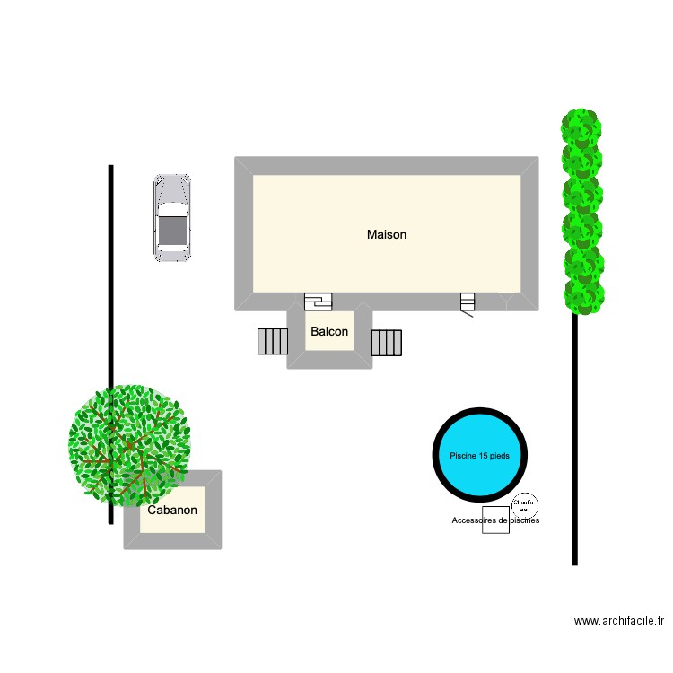 Piscine. Plan de 3 pièces et 8 m2